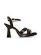 Politis shoes Anatomic Platform Leather Women's Sandals Black with Chunky High Heel