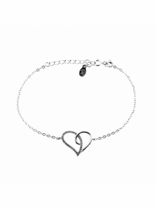 Nire Bracelet with design Heart made of Silver with Zircon