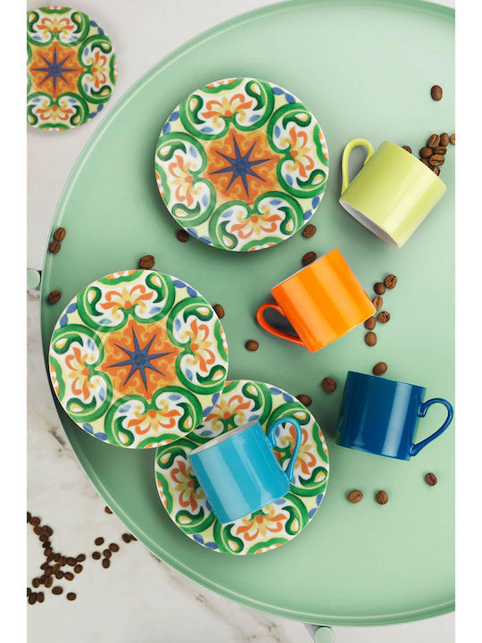 Porcelain Brown Cup Set Multicolour 4pcs