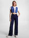 Tommy Hilfiger Women's High-waisted Denim Trousers in Wide Line Blue