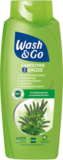 Wash & Go Σαμπουάν Αναδόμησης/Θρέψης για Λιπαρά Μαλλιά 650ml