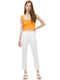 Tiffosi Women's High-waisted Cotton Capri Trousers Flare White