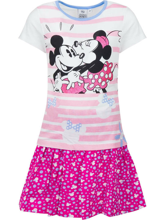 Disney Set pentru copii cu Fustă Vara 2buc Fuchsia