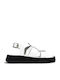 Leather Women's Flat Sandals Flatforms in White Color