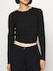 Only Women's Athletic Blouse Long Sleeve Black