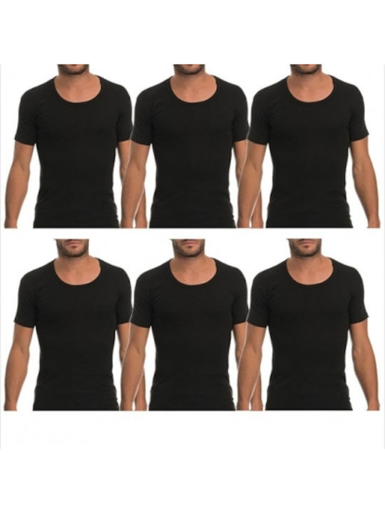 Onurel Men's Short Sleeve Undershirts Black 6Pack