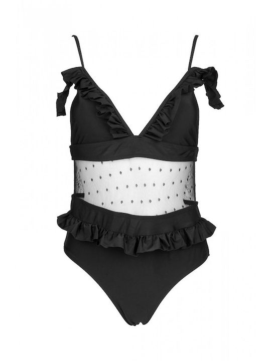 Costum De Baie Întreg Cu Burete Detașabil Negru