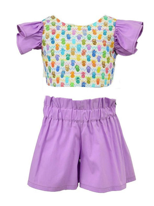 Kinder-Set mit Shorts Sommer 2Stück Flieder
