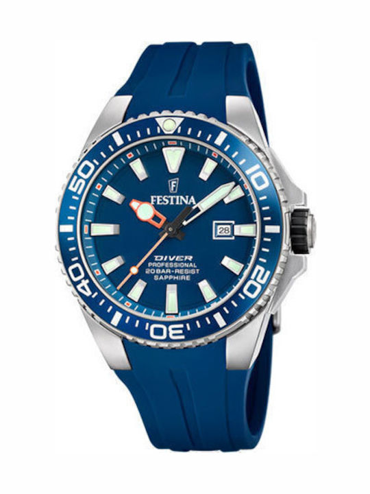 Festina Ανδρικό Ρολόι 45.7mm Μπαταρίας με Μπλε ...