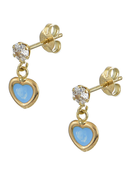 Papoulidis Jewellery Детски Обеци Окачване Сърце от Злато 9K