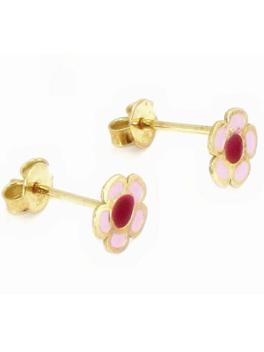 Kinderohrringe Nieten Blumen 14K Pink