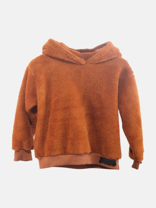 Joyce Fleece Kids Sweatshirt with Hood Brown
