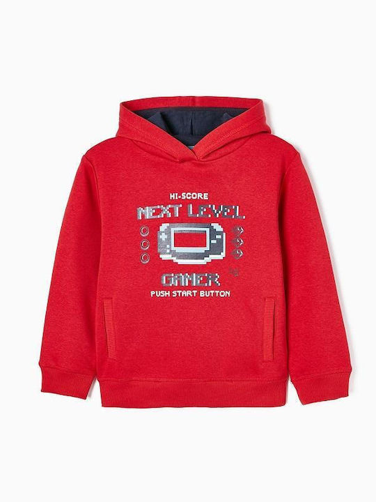 Zippy Kids Sweatshirt with Hood and Pocket Red