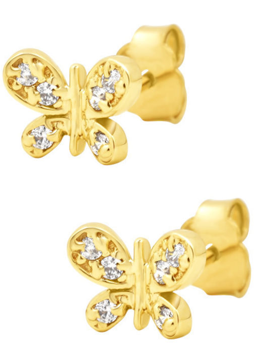 Gold Studs Kids Earrings Butterflies 9K