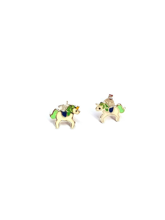 Amalfi Accessories Kids Earrings Studs Unicorns made of Silver Greens