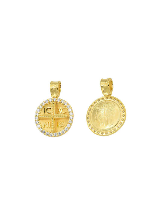 Pendant Kids Talisman Double Sided Constantine from Gold 14K 6001Κ14-0