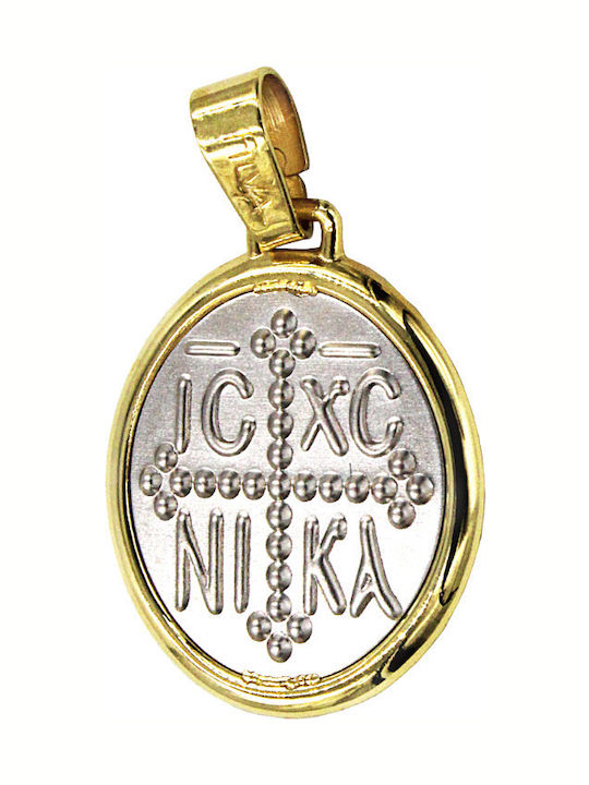 Roloi Kaliamanis Pendant Kids Talisman Double Sided Konstantinato made of Gold 14K PM1139