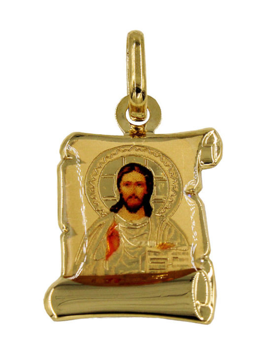 Roloi Kaliamanis Pendant Kids Talisman with Jesus Christ made of Gold 14K PM1159