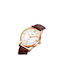 Skmei Watch Battery with Leather Strap Brown/White/Gold