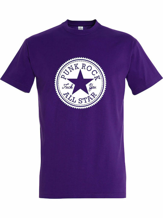 Punk Rock Star, All Star T-shirt Μωβ Βαμβακερό