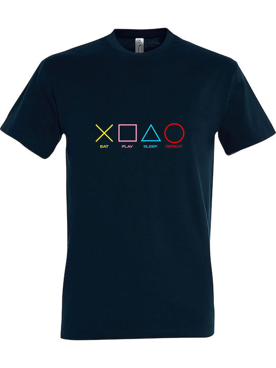 Eat Sleap Play Repeat Playstation T-shirt Μπλε Βαμβακερό Eat Sleap Play Repeat Playstation T-shirt Μπλε Βαμβακερό