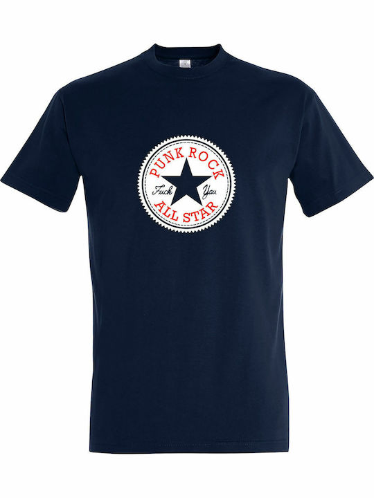 Punk Rock Star, All Star T-shirt Μπλε Βαμβακερό