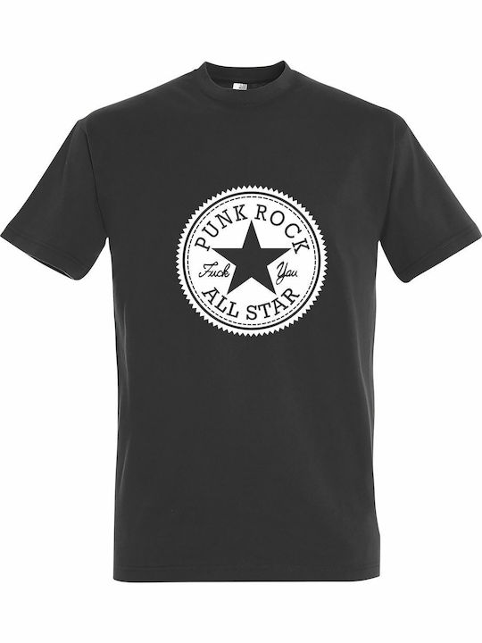 Punk Rock Star, All Star T-shirt Γκρι Βαμβακερό