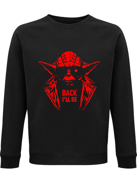 kirikoko Back I'll Be Star Wars Master Yoda Sweatshirt Krieg der Sterne Schwarz