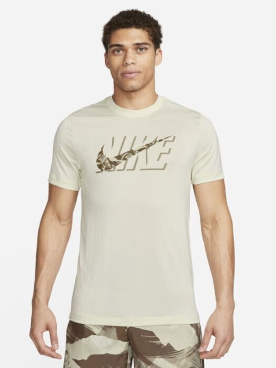 Nike Bărbați T-shirt Sportiv cu Mânecă Scurtă Dri-Fit Alb