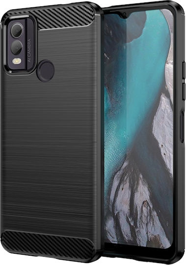 Carbon Fiber Umschlag Rückseite Schwarz (Nokia C22)