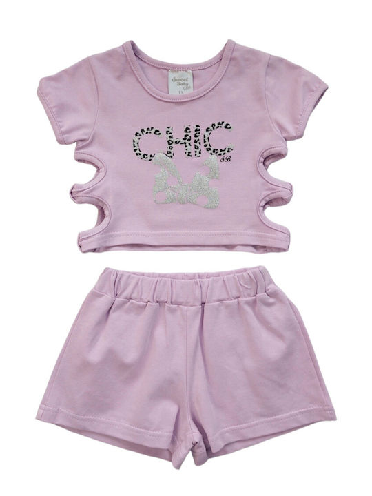 Sweet Baby Kinder Set mit Shorts Sommer 2Stück Lila