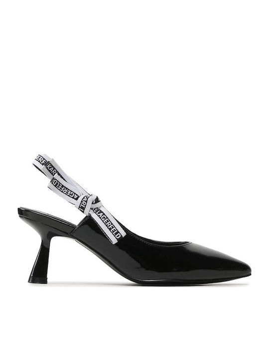 Karl Lagerfeld Patent Leather Black Heels with Strap