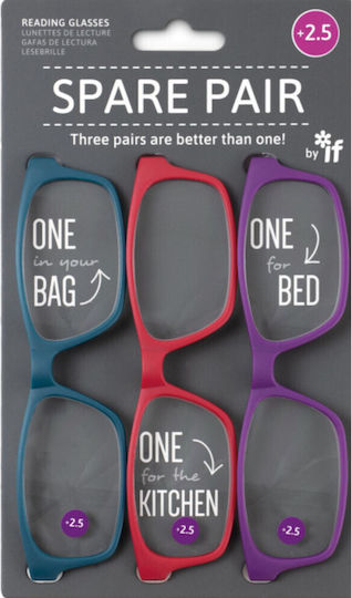 IF Spare Pair Γυαλιά Πρεσβυωπίας +2.50 Πετρόλ / Κόκκινα / Μωβ 40409 3τμχ