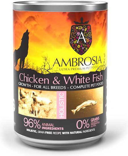 Ambrosia Υγρή Τροφή για Κουτάβια σε Κονσέρβα με Κοτόπουλο χωρίς Σιτηρά 400gr