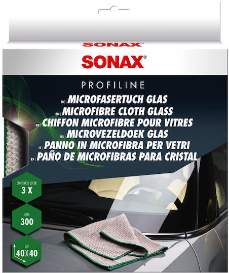 Sonax Profiline Cloths Microfiber Cleaning for Windows Car 300gsm Gray 40x40cm 3pcs