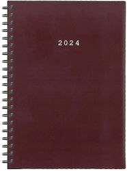 Next Basic XL Zilnic Agenda Burgundy 2024 Spiral 21x29cm