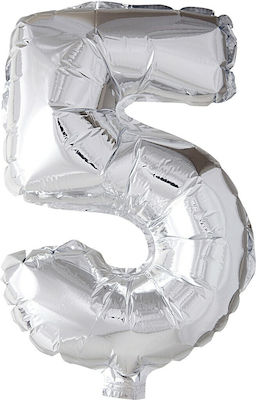 Balloon Foil Number 5 Silver 5 40cm