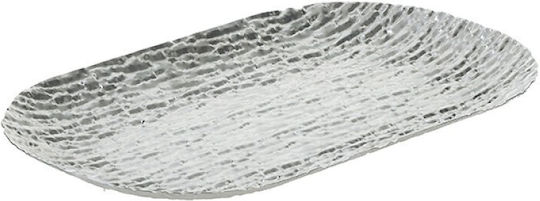 Inart Platou Decorativ Metalic Argintiu 1buc 43x26x2buc