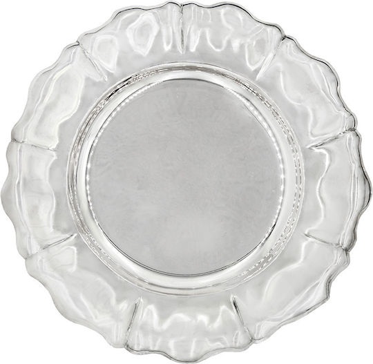 Savvas Design Dekorative Platte Rund Silber Silber 1Stück 14x14x1cm