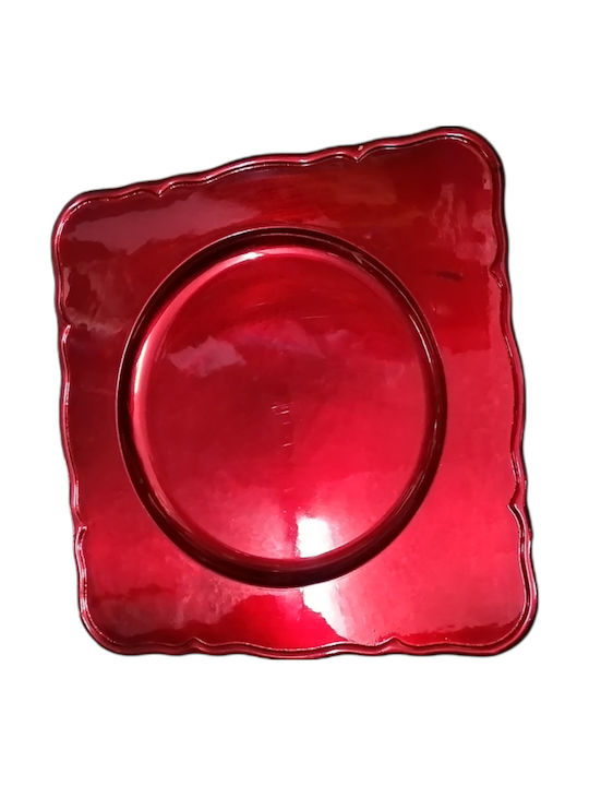 Декоративен Поднос Квадратен Пластмаса Червен 1бр x