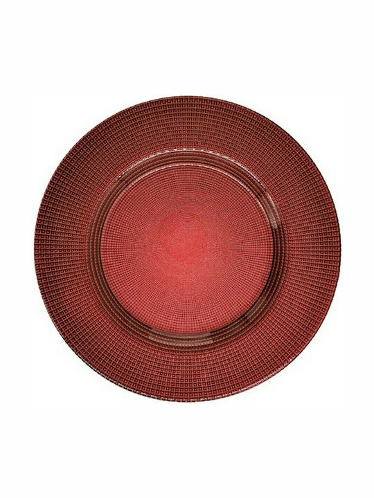 Dekorative Platte Rund Glas Rot 1Stück 28x28cm