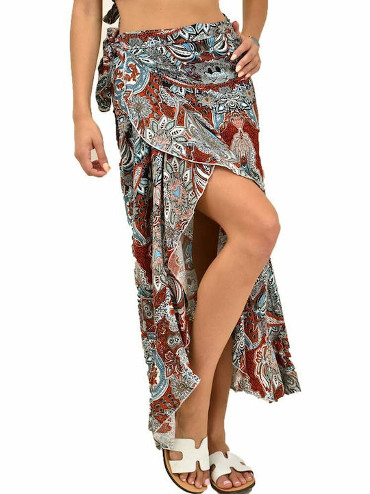 Potre Envelope Skirt Floral in Brown color