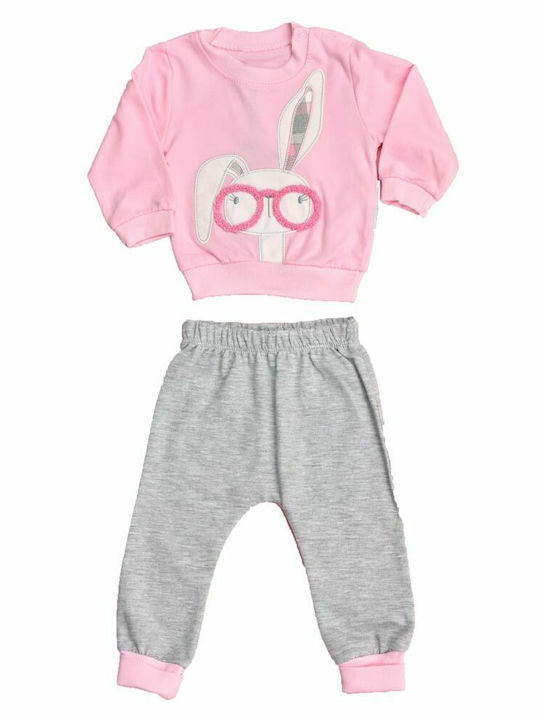 Potre Kids Sweatpants Set Pink 2pcs