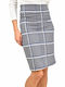 Potre Pencil High Waist Midi Skirt Checked in Blue color