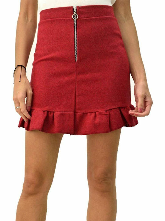 Potre Ψηλόμεση Mini Φούστα σε Κόκκινο χρώμα