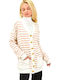 Lange Gestrickte Strickjacke für Damen mit Knöpfen Beiges