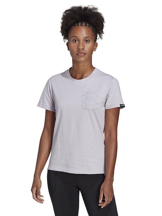 Adidas Damen Sommer Bluse Kurzärmelig Gestreift Gray