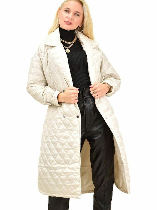Potre Women's Long Puffer Jacket for Winter White