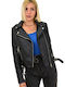 Potre Women's Short Biker Artificial Leather Jacket for Winter Black 231330121