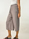 Women's High-waisted Fabric Trousers with Elastic in Straight Line Gray
